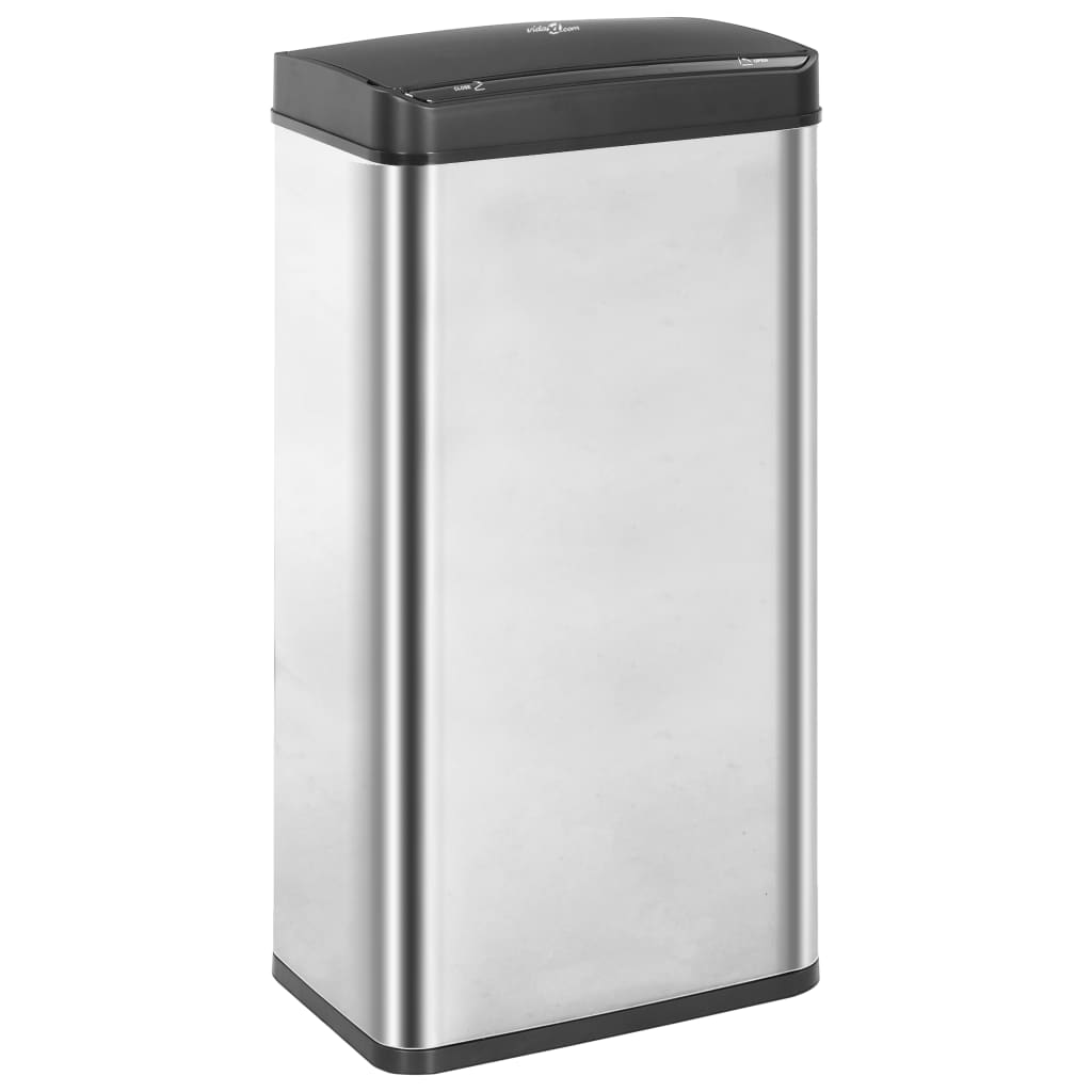 vidaXL Coș de gunoi senzor automat argintiu&negru 80 L oțel inoxidabil