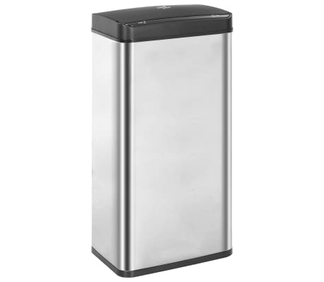 vidaXL Automatic Sensor Dustbin Silver and Black Stainless Steel 80 L