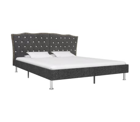 vidaXL Rama łóżka, ciemnoszara, tapicerowana tkaniną, 160 x 200 cm