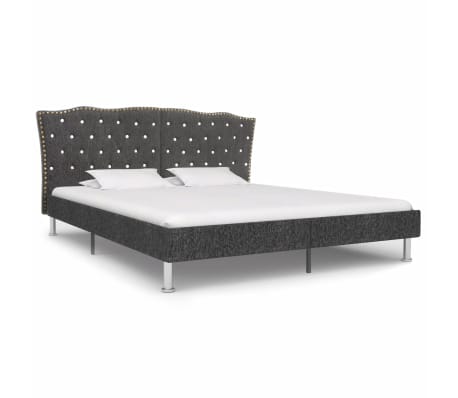 vidaXL Cadre de lit Gris foncé Tissu 180 x 200 cm