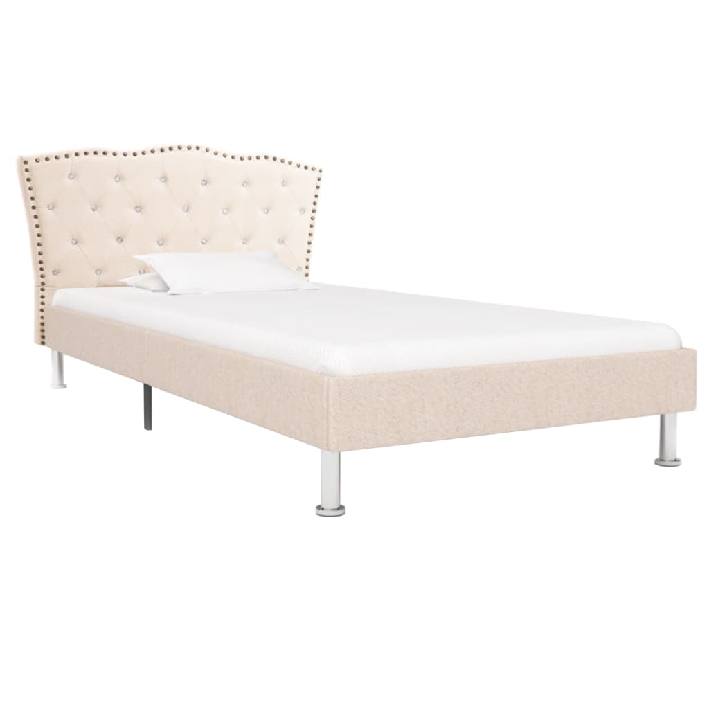 vidaXL Estructura de cama de tela beige 90x200 cm