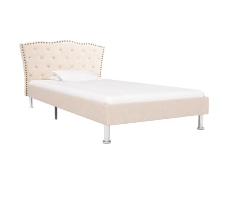 vidaXL Estructura de cama de tela beige 90x200 cm