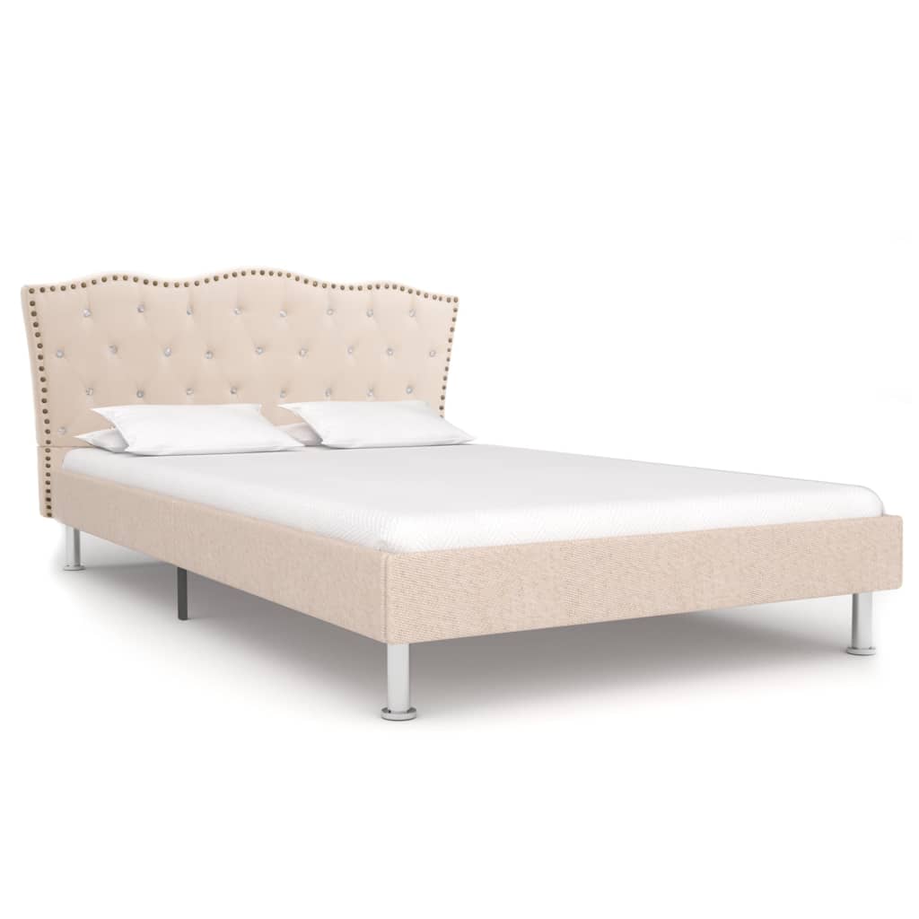 vidaXL Rama łóżka, tkanina, beżowa, 120 x 200 cm