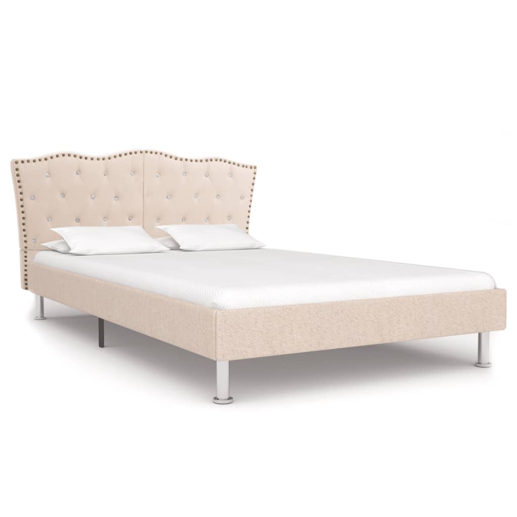 vidaXL Cadre de lit Beige Tissu 140 x 200 cm