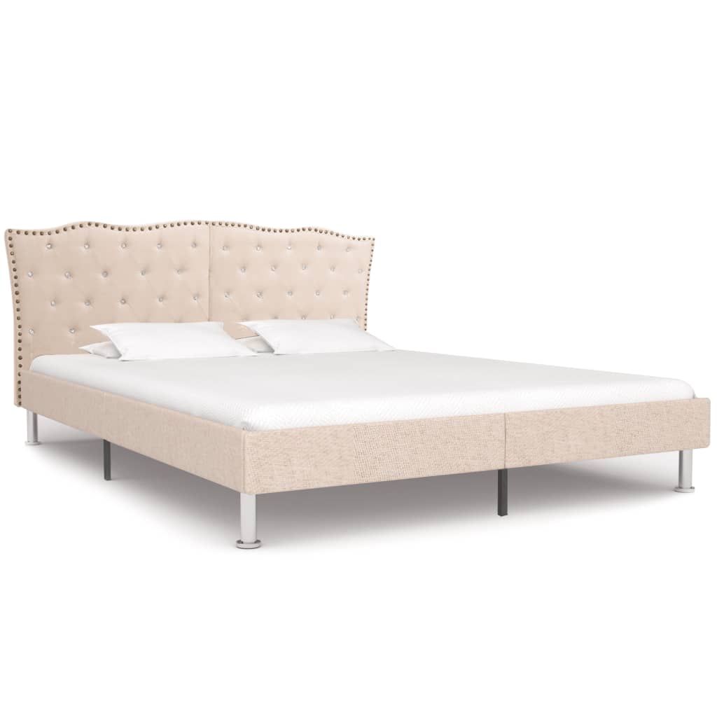 vidaXL Cadre de lit Beige Tissu 180 x 200 cm