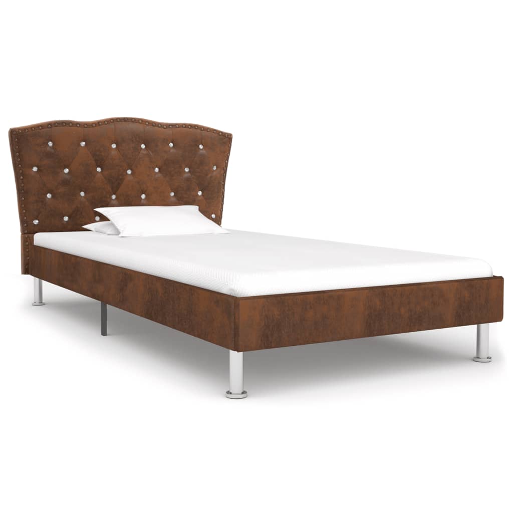 vidaXL Bedframe kunstsuède bruin 90x200 cm