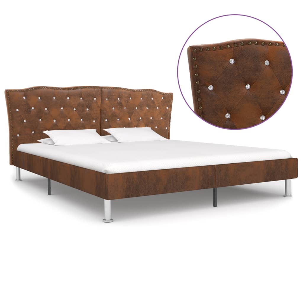 vidaXL Cadru de pat, maro, 180 x 200 cm, piele întoarsă artificială vidaXL
