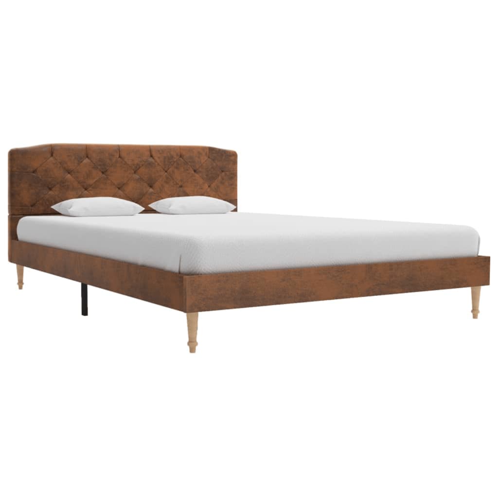 vidaXL Okvir za krevet od umjetne brušene kože smeđi 140 x 200 cm