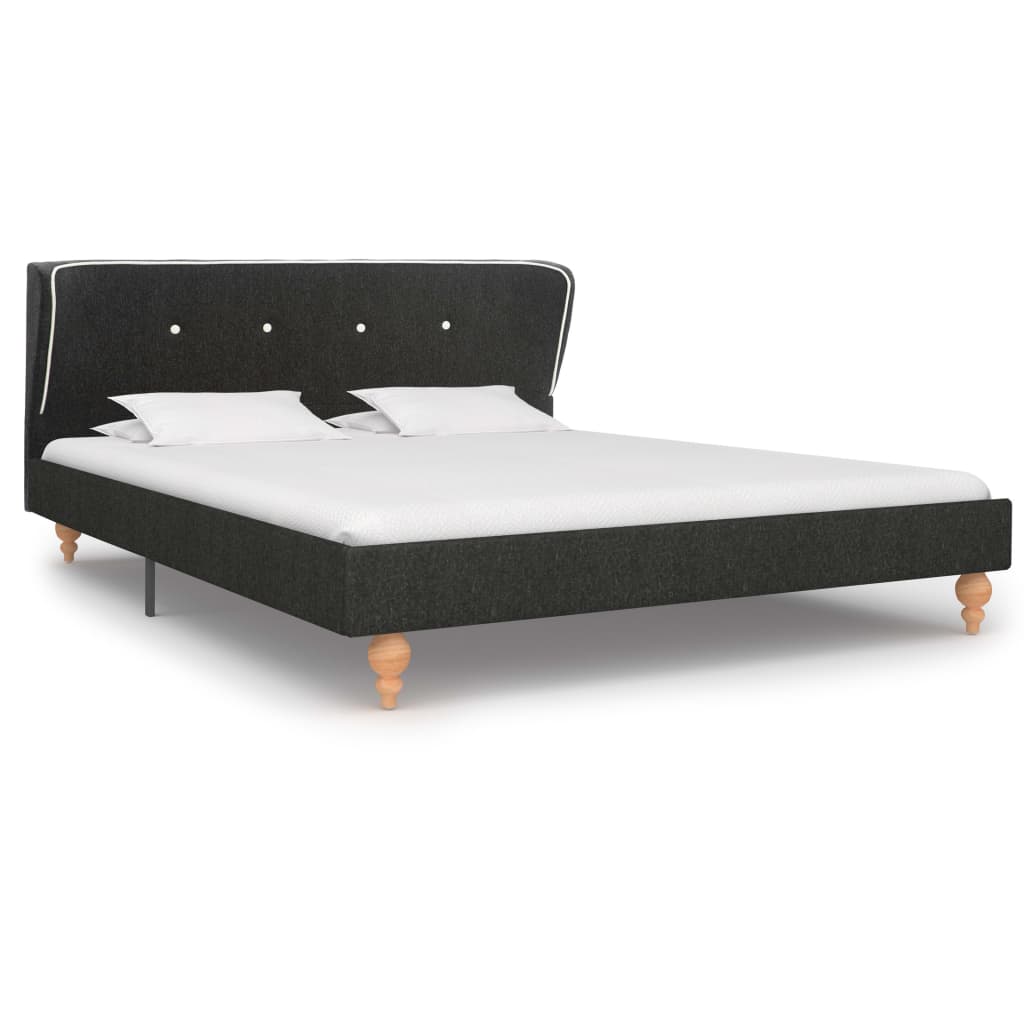 vidaXL Рамка за легло, тъмносива, конопен плат, 140x200 см