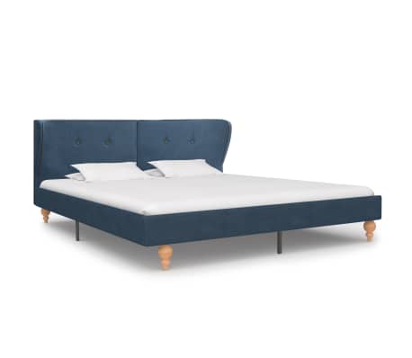 vidaXL Rama łóżka, niebieska, tapicerowana tkaniną, 160 x 200 cm