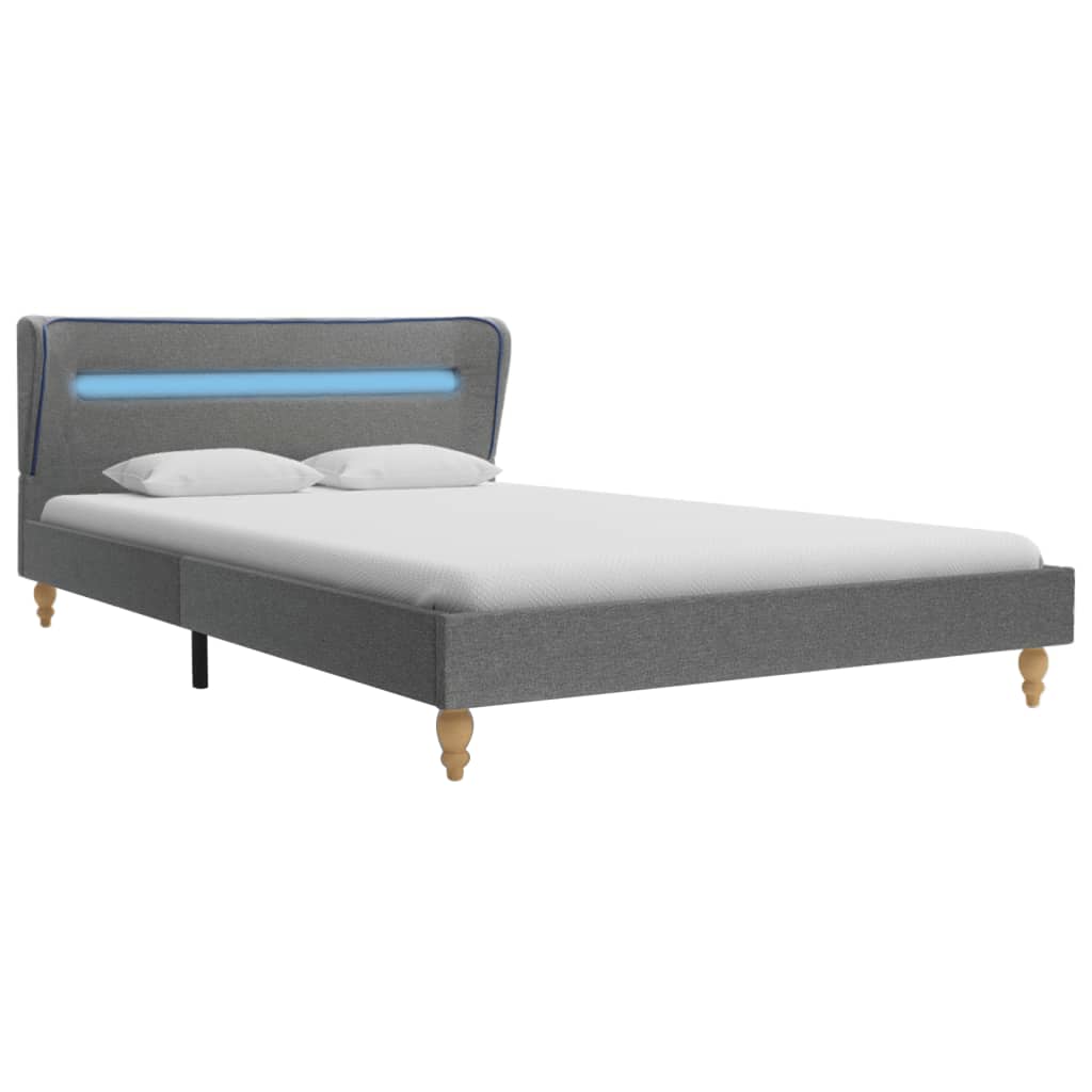 vidaXL Estructura de cama con LED tela gris claro 140x200 cm