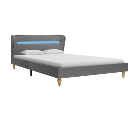 vidaXL Estructura de cama con LED tela gris claro 140x200 cm