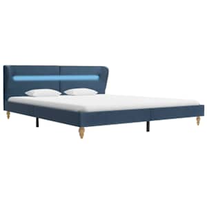 vidaXL Lovos rėmas su LED juosta, mėlynos sp., 160x200 cm, audinys