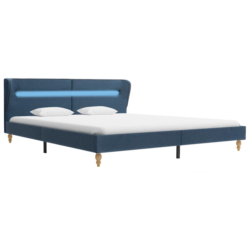 

vidaXL Bedframe met LED stof blauw 180x200 cm