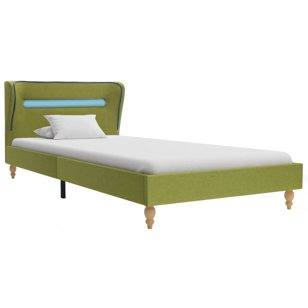 

vidaXL Bedframe met LED stof groen 90x200 cm