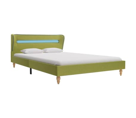 vidaXL Okvir za krevet od tkanine s LED svjetlom zeleni 140 x 200 cm