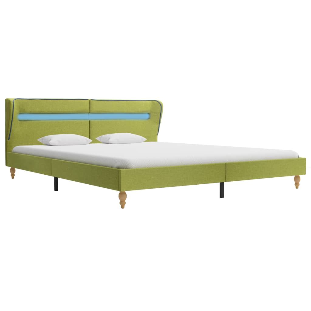 

vidaXL Bedframe met LED stof groen 160x200 cm