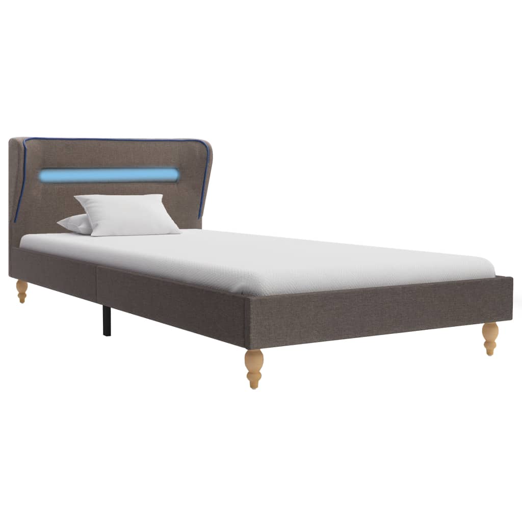 

vidaXL Bedframe met LED stof taupe 90x200 cm