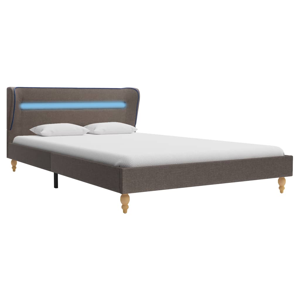 

vidaXL Bedframe met LED stof taupe 120x200 cm