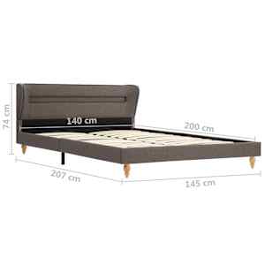 Rám postele s LED světlem taupe textil 140 x 200 cm - obrázek 10