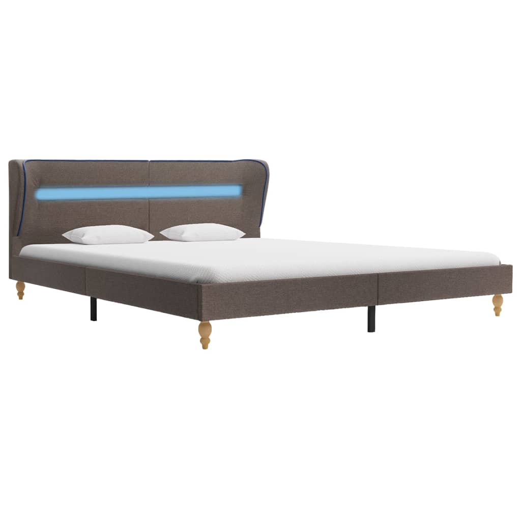 

vidaXL Bedframe met LED stof taupe 180x200 cm