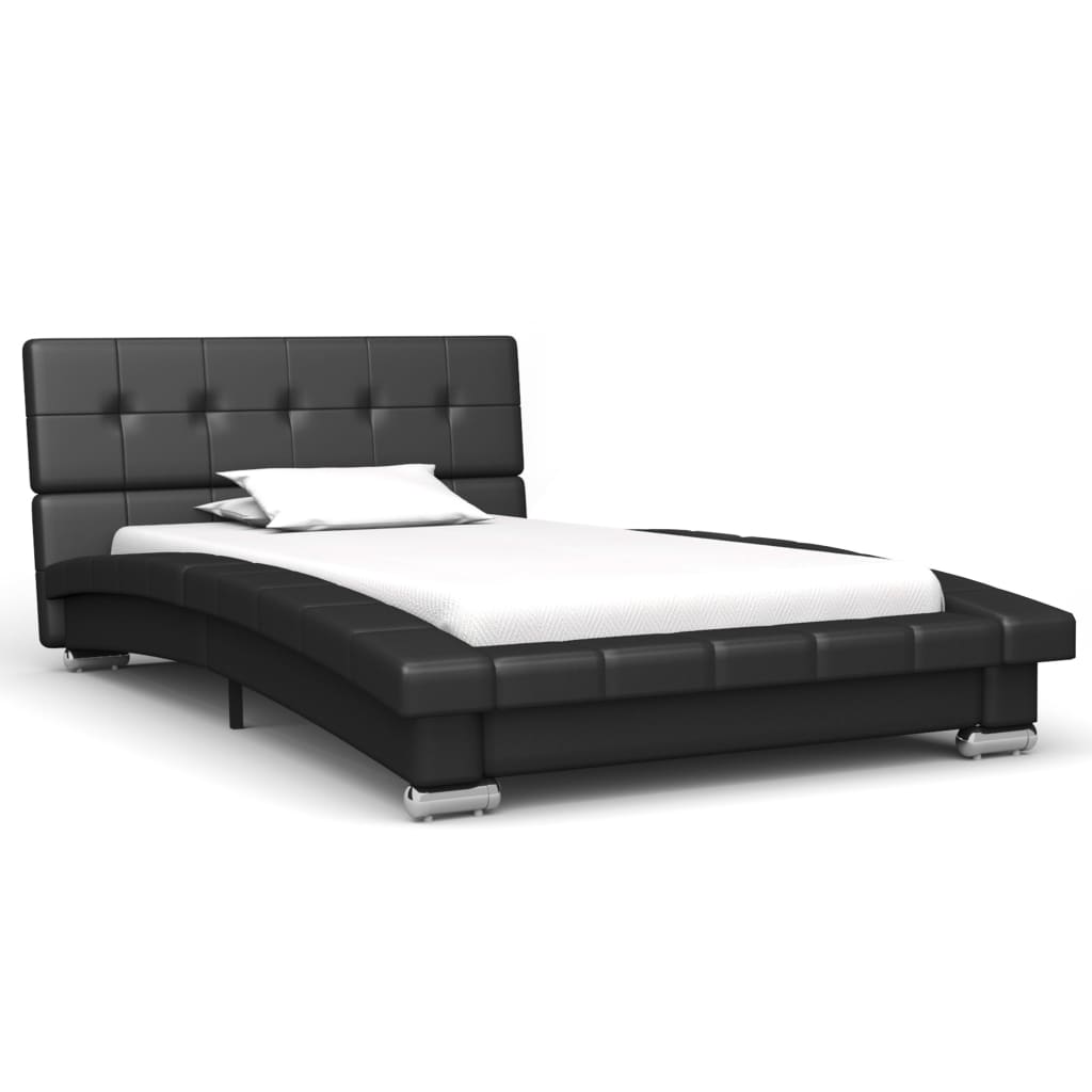 vidaXL Estructura de cama de cuero artificial negro 200x90 cm
