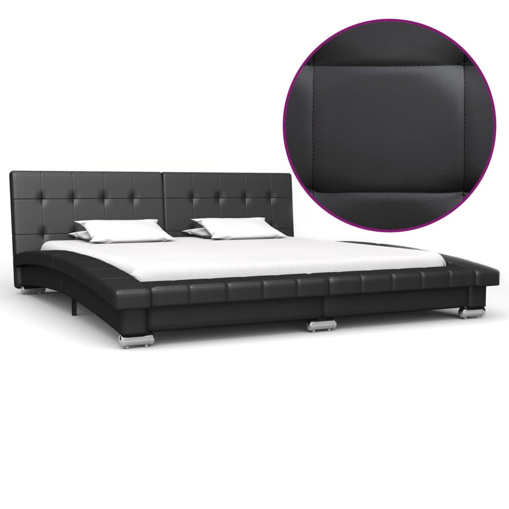 vidaXL Cadru de pat, negru, 200 x 160 cm, piele ecologică