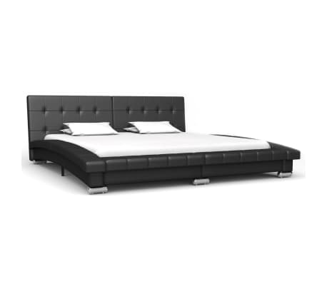 vidaXL Cadru de pat, negru, 200 x 160 cm, piele ecologică