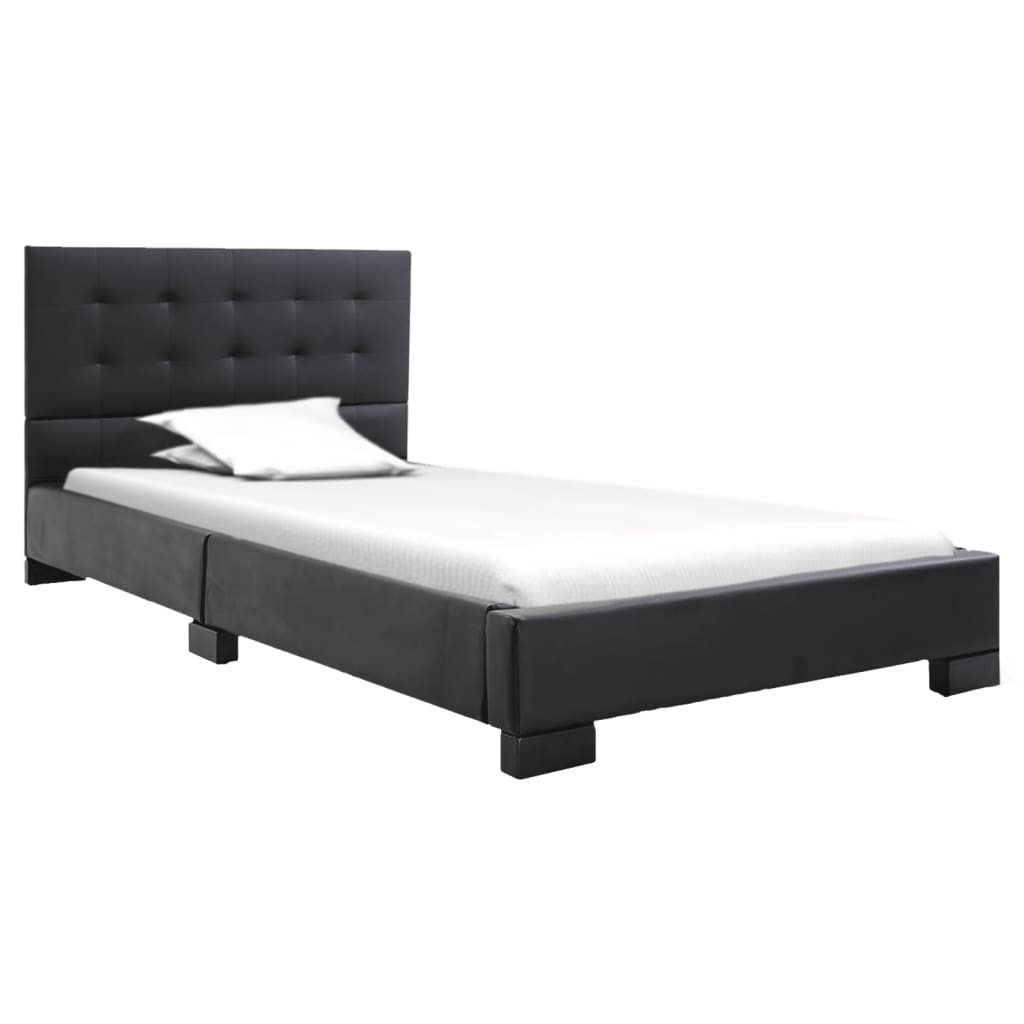 vidaXL Cadru de pat, negru, 90 x 200 cm, piele artificială