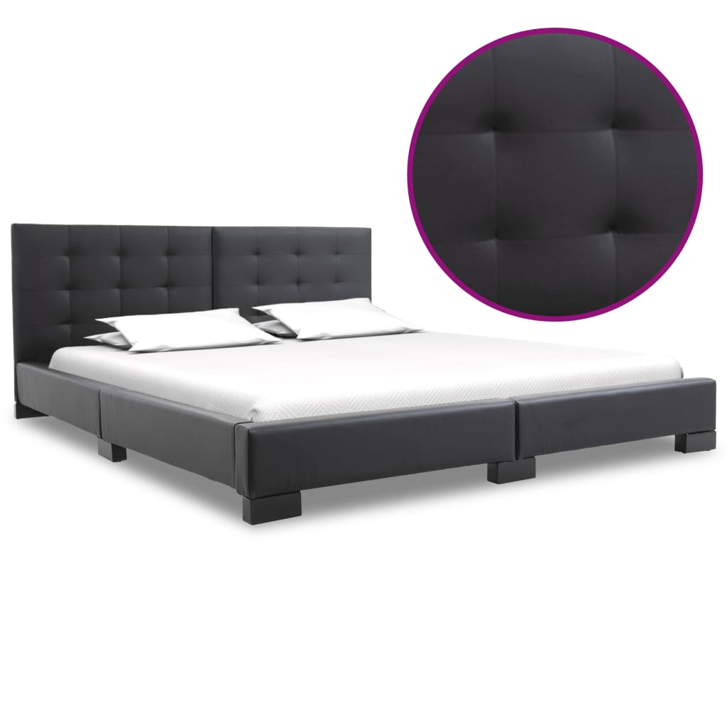 vidaXL Cadru de pat, negru, 120 x 200 cm, piele artificială vidaXL imagine 2022