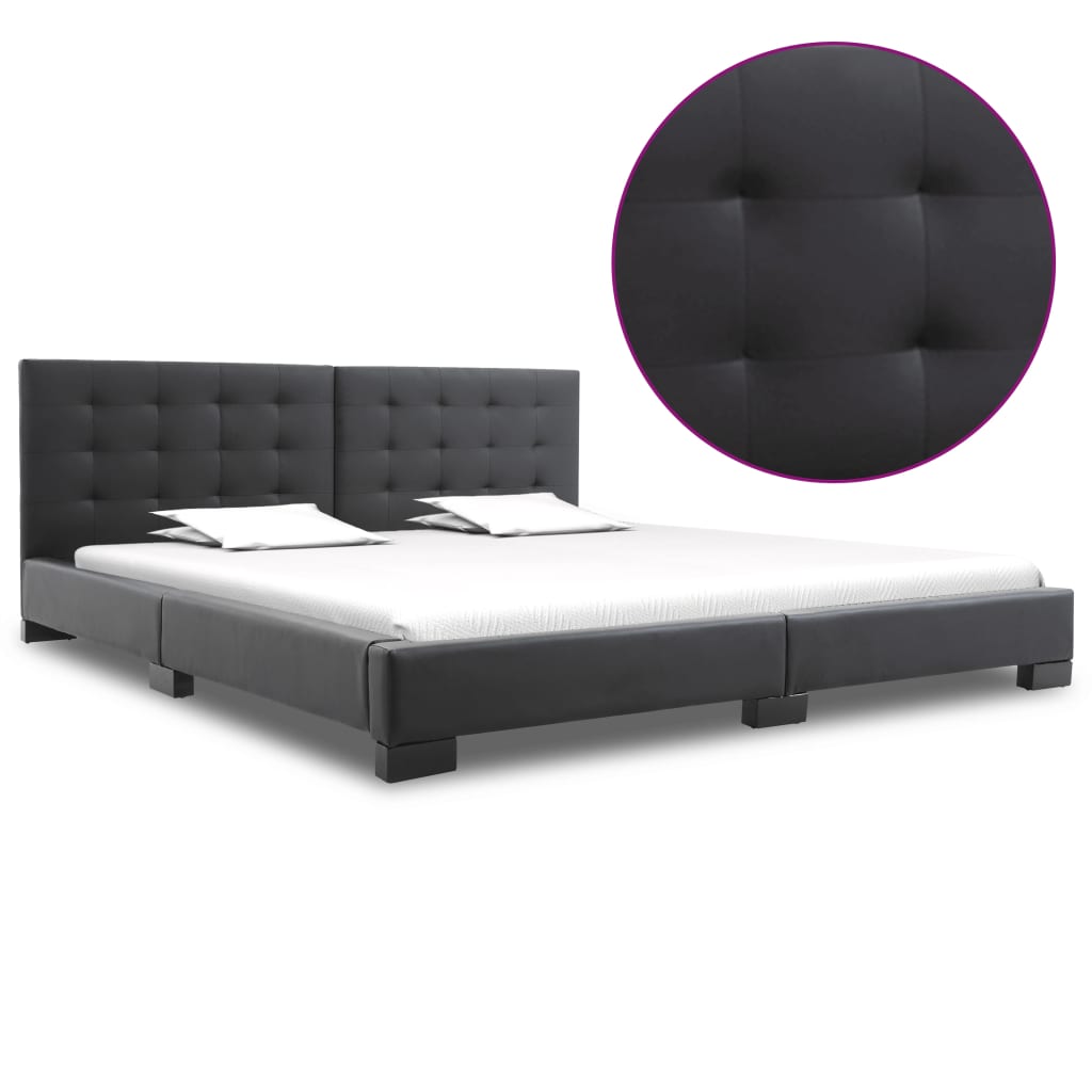 280631 vidaXL Bed Frame Black Faux Leather 200×180 cm