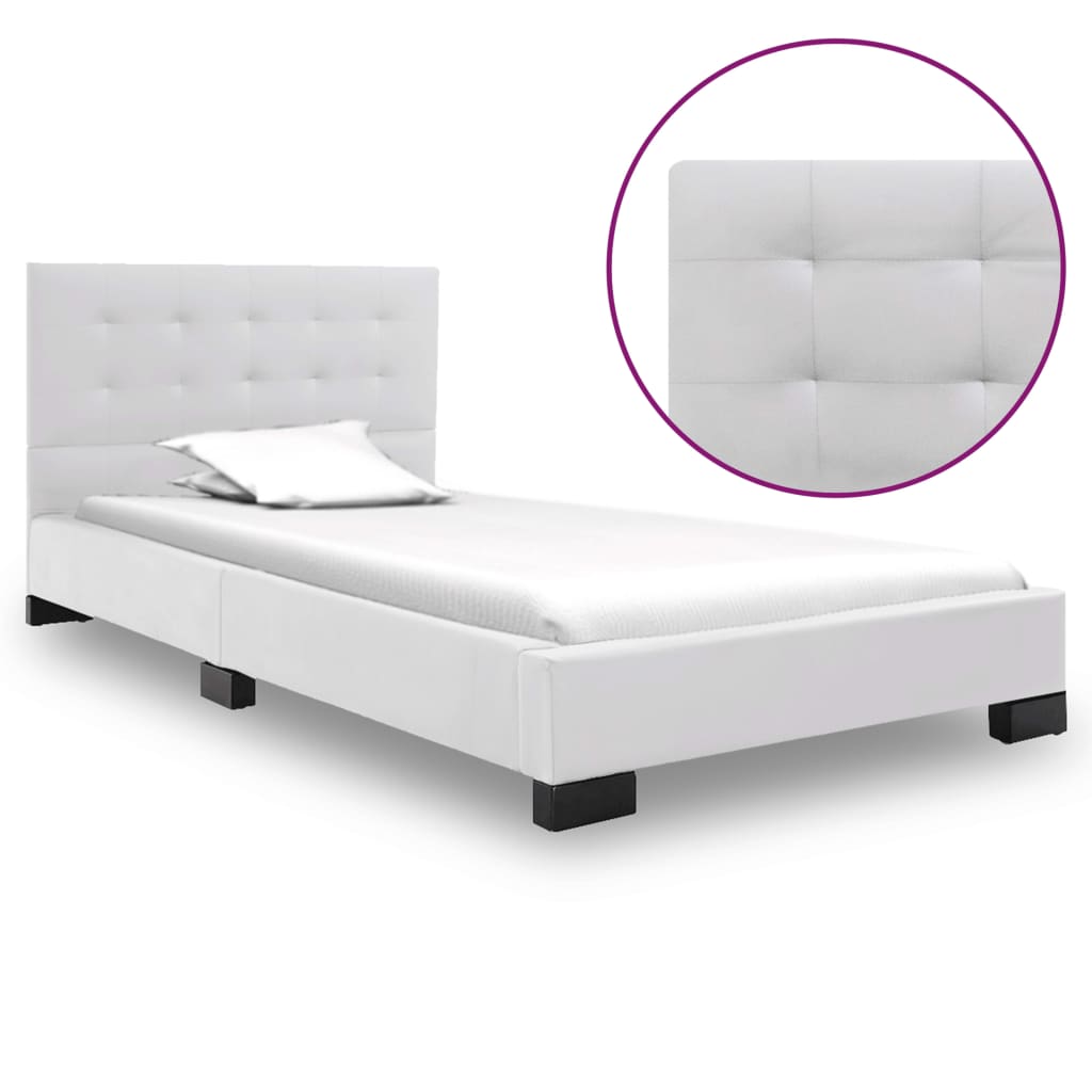 vidaXL Cadru de pat, alb, 120 x 200 cm, piele artificială vidaXL