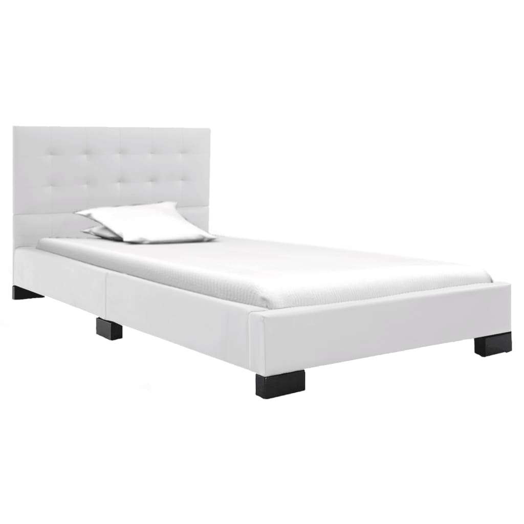 vidaXL Estructura de cama de cuero artificial blanco 120x200 cm
