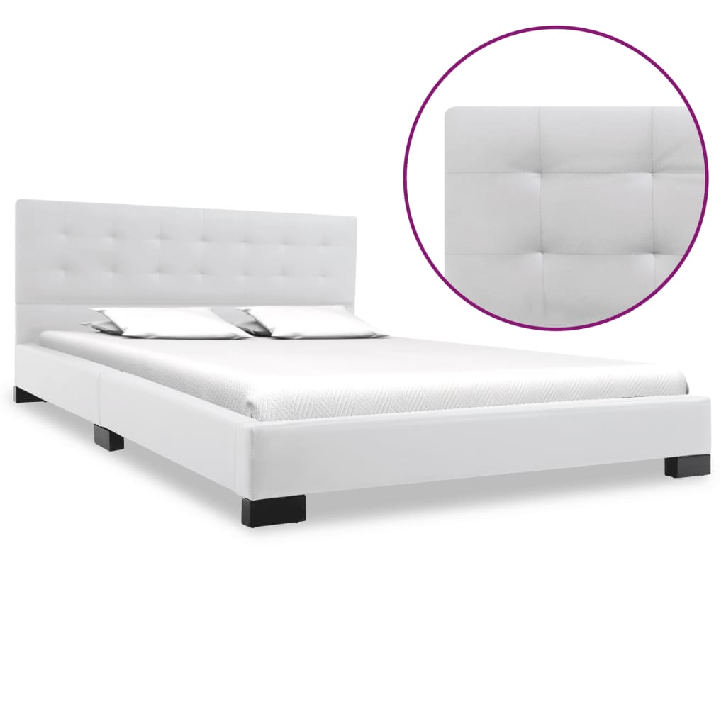 vidaXL Cadru de pat, alb, 140 x 200 cm, piele artificială vidaXL