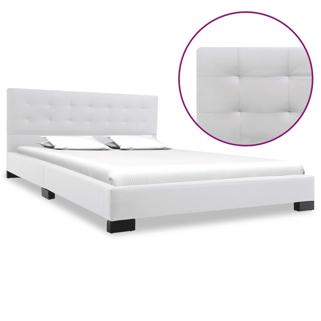 vidaXL Cadru de pat, alb, 140 x 200 cm, piele artificială