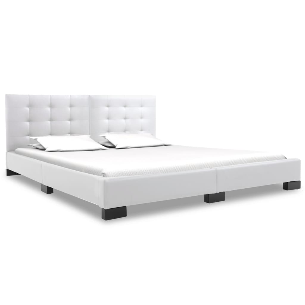 vidaXL Rám postele bílý umělá kůže 160 x 200 cm