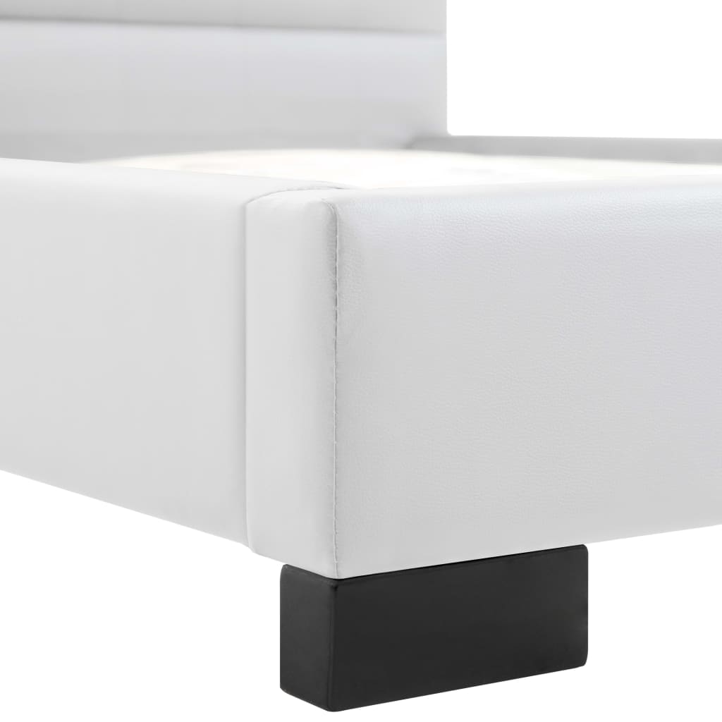 280635 Bed Frame White Faux Leather 160x200 cm