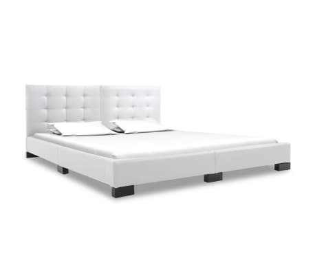 vidaXL Estrutura de cama 160x200 cm couro artificial branco