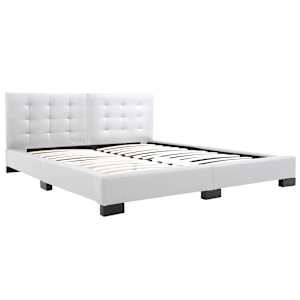 vidaXL Lovos rėmas, baltos spalvos, 160x200cm, dirbtinė oda