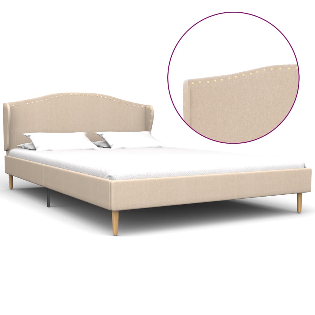 280643 vidaXL Bed Frame Beige Fabric 120×200 cm