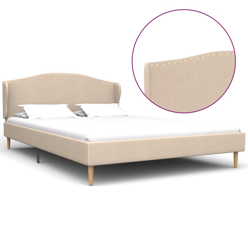 280644 vidaXL Bed Frame Beige Fabric 140×200 cm