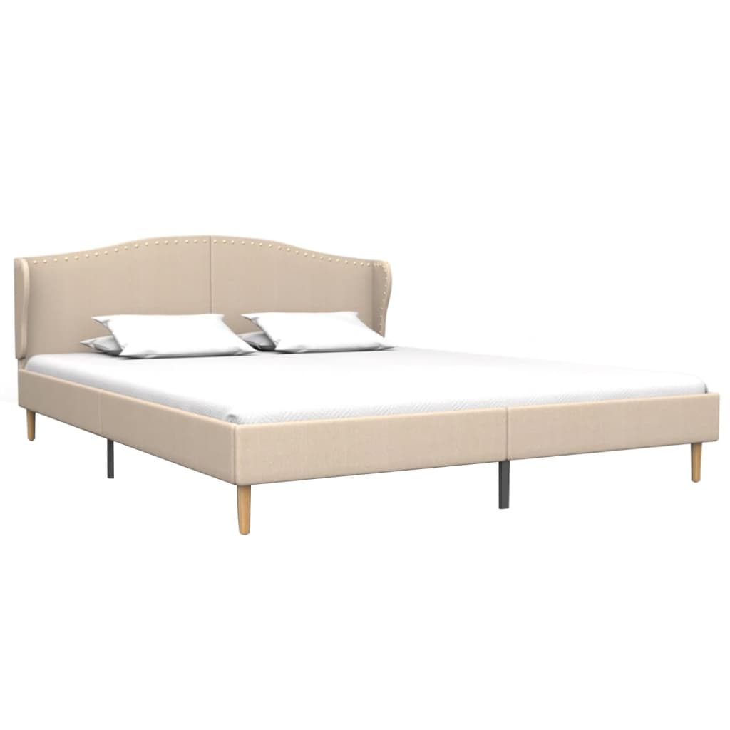 vidaXL Rama łóżka, tkanina, beżowa, 160 x 200 cm