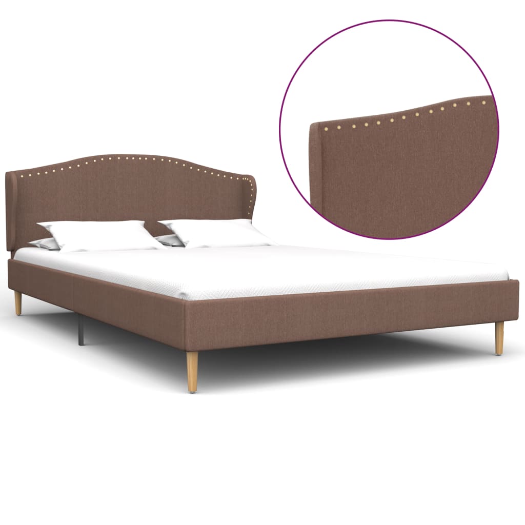 280654 vidaXL Bed Frame Brown Fabric 140×200 cm