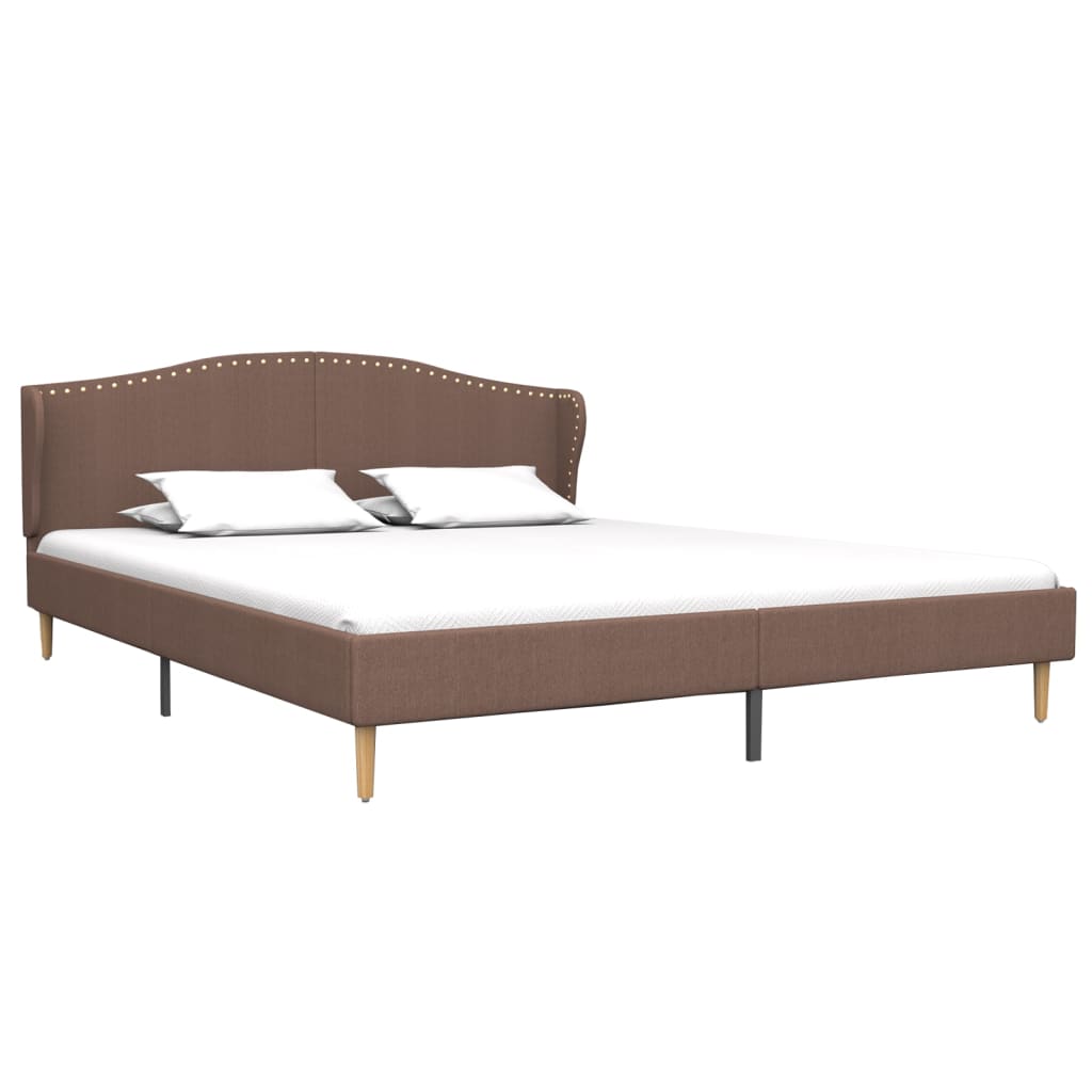 vidaXL Rama łóżka, brązowa, tapicerowana tkaniną, 160 x 200 cm