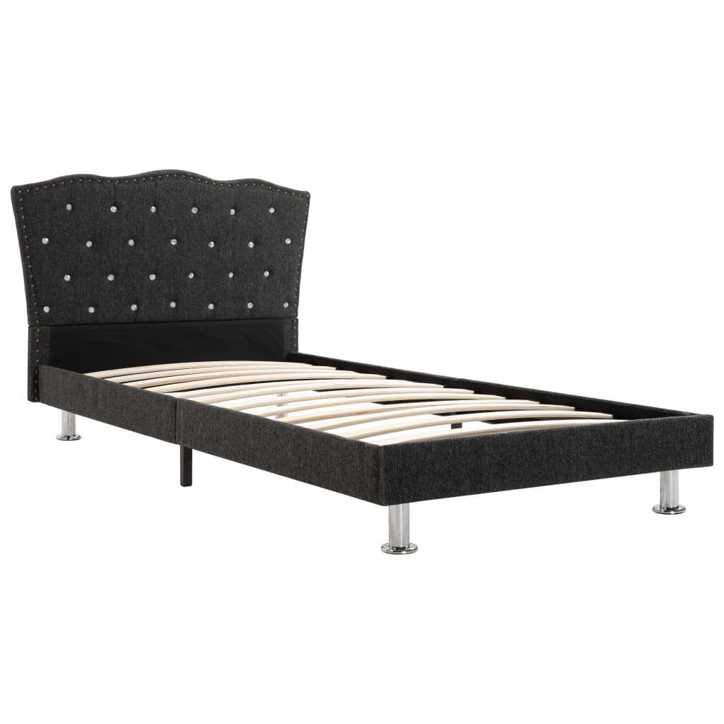 vidaXL Bed Frame Dark Grey Fabric 90x190 cm 3FT Single