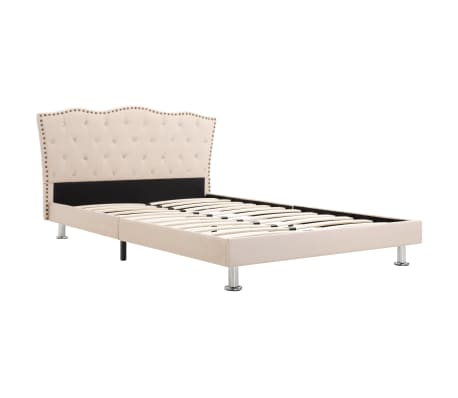 vidaXL Bed Frame Beige Fabric 120x190 cm 4FT Small Double