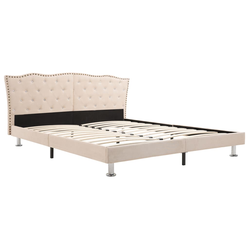 vidaXL Bed Frame Beige Fabric 150x200 cm 5FT King Size