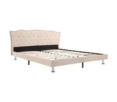 vidaXL Bed Frame Beige Fabric 150x200 cm 5FT King Size