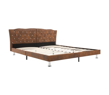 vidaXL Bed Frame Brown Faux Suede Leather 135x190 cm Double