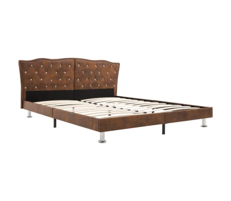 vidaXL Bed Frame Brown Faux Suede Leather 180x200 cm 6FT Super King